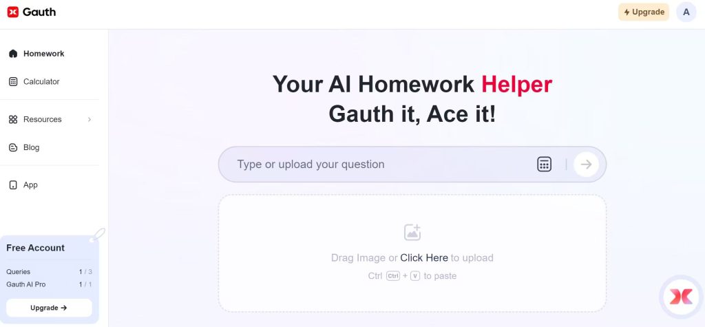 Gauth AI homepage interface