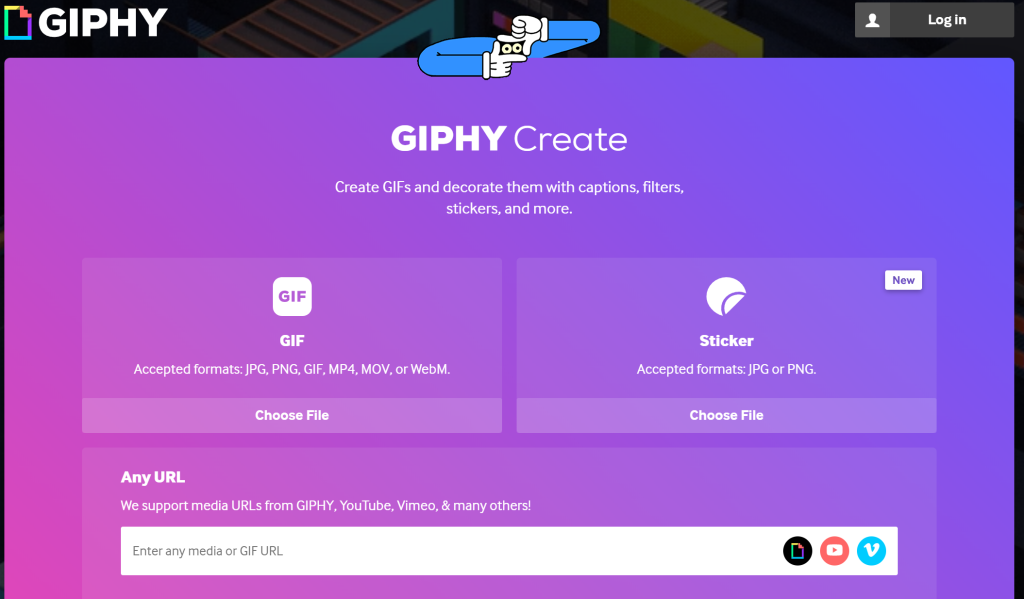 GIPHY interface of convert video to gif