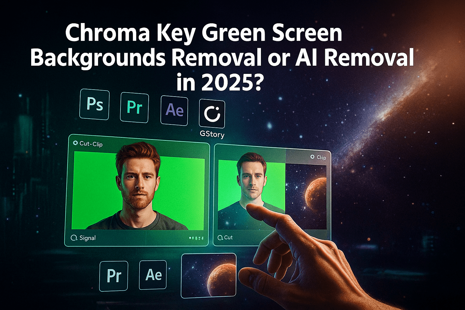 chroma key green screen backgrounds removal or AI removal