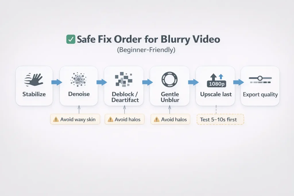 safe fix order for blurry video