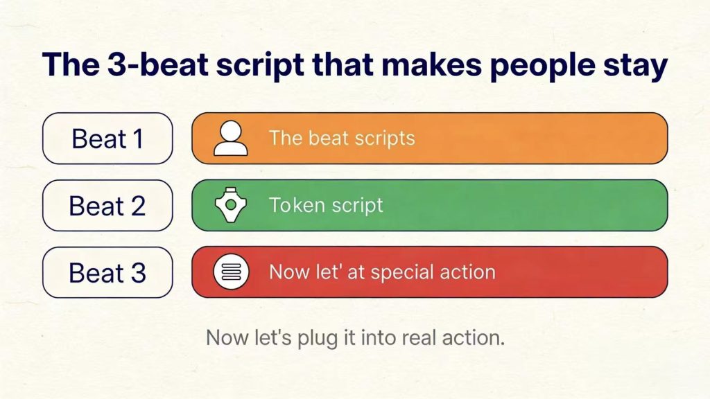 The 3-beat script that makes people stay