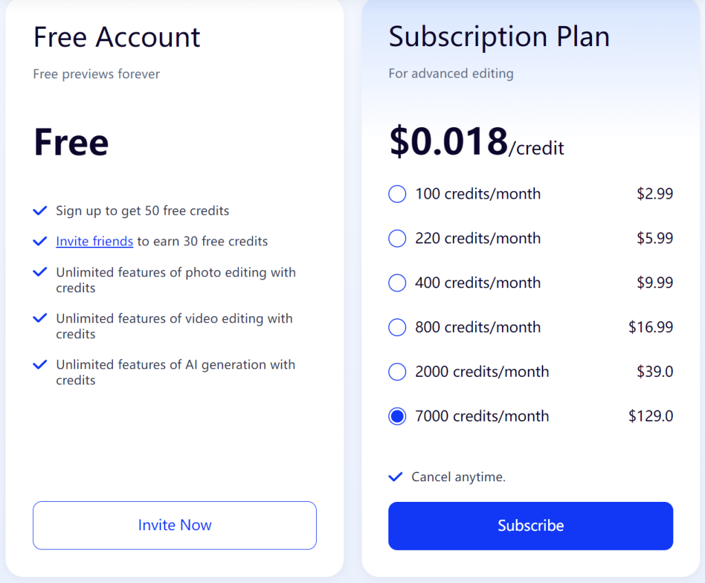 GStory subscription plan